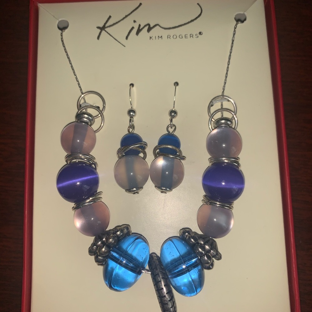 Kim Rogers Silver/Blue Necklace and Earring set